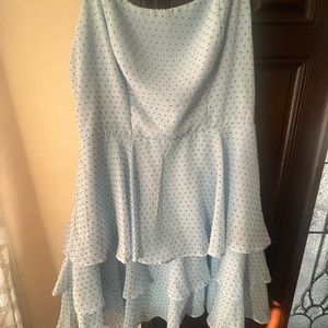 Girls Party Dress Blue Polka Dot Ruffles